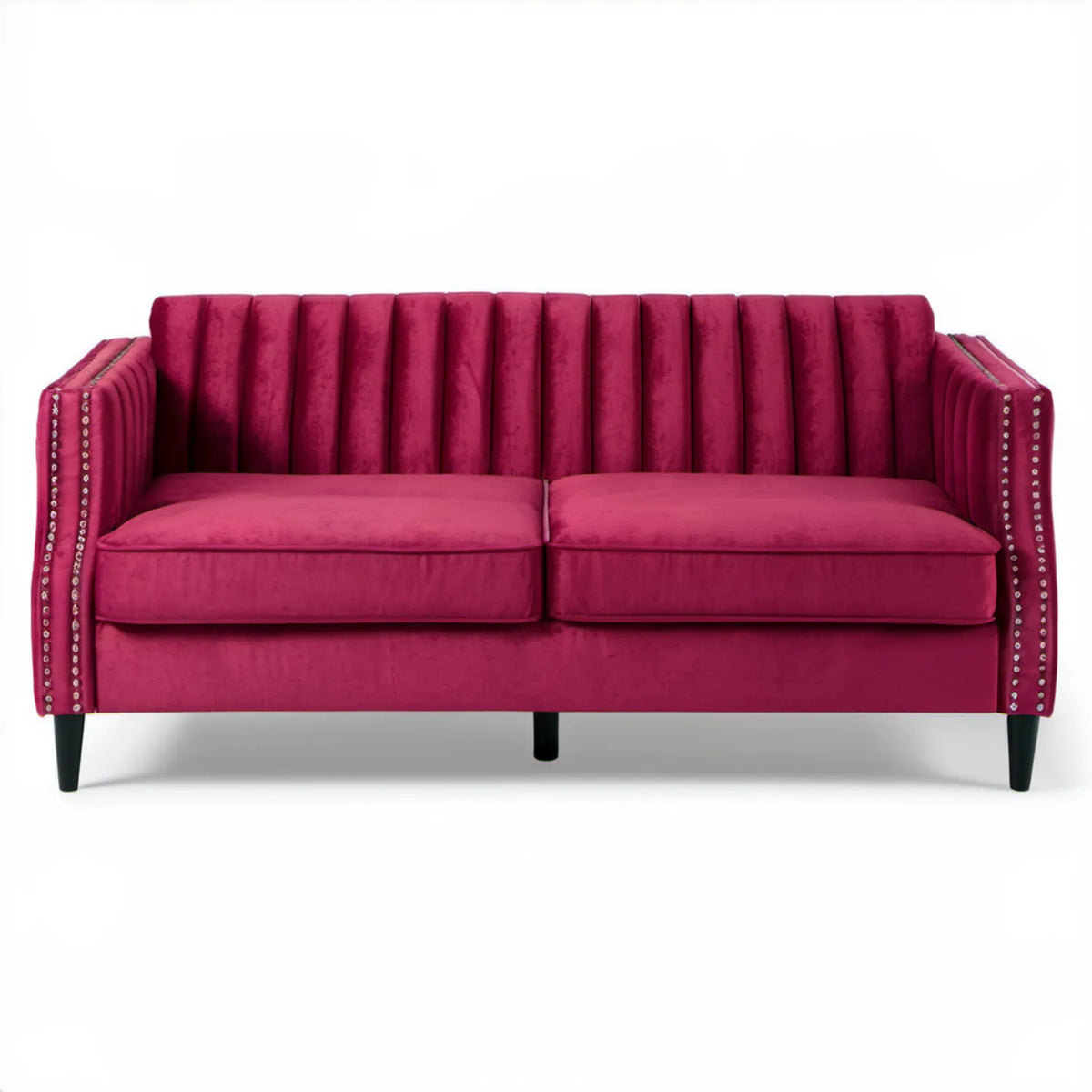 Dwuosobowa sofa z aksamitną tapicerką bordowa 160 x 85 x 90 cm