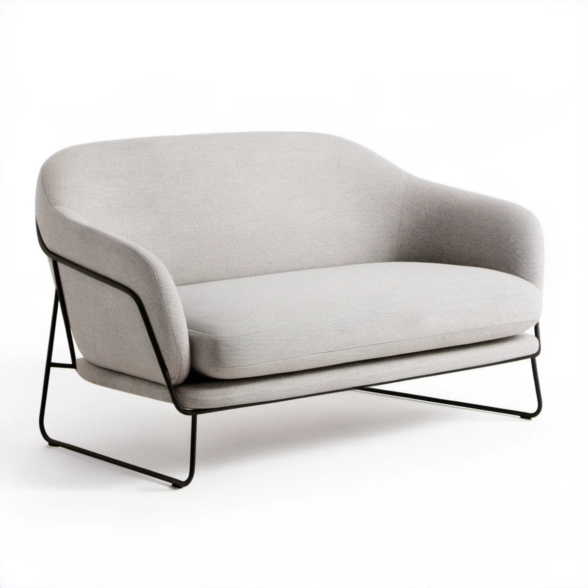 Dwuosobowa sofa z tkaniny poliestrowej jasnoszaro-czarna 130 x 78 x 78 cm