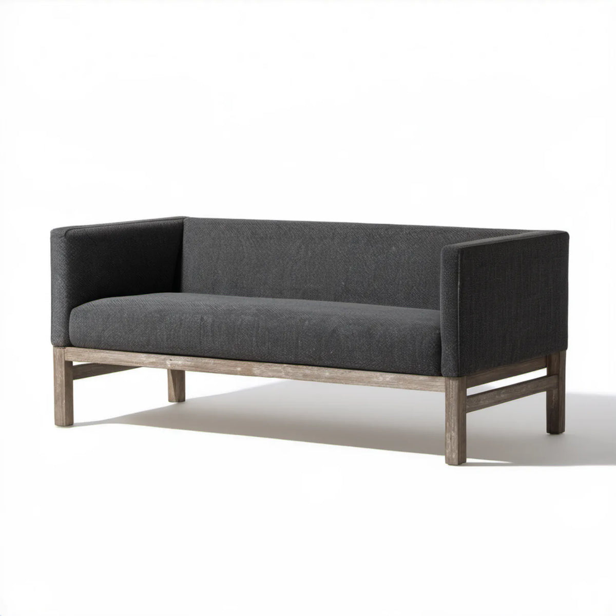 Dwuosobowa sofa grafitowa z ramą z litego drewna akacjowego, 140 × 75 × 75 cm