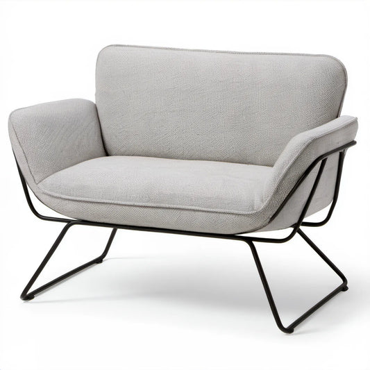 Dwuosobowa sofa tapicerowana jasnoszara/czarna 130 x 78 x 80 cm