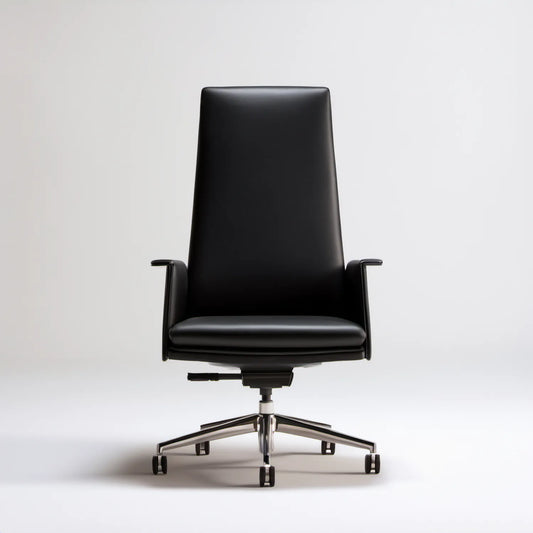 Czarny obrotowy fotel biurowy z wysokim oparciem, 65 x 65 x 112-122 cm