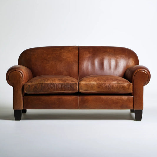 Dwuosobowa sofa ze skóry syntetycznej PU, brązowa, 160 x 90 x 88 cm
