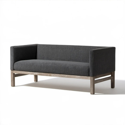 Dwuosobowa sofa grafitowa z ramą z litego drewna akacjowego, 140 × 75 × 75 cm