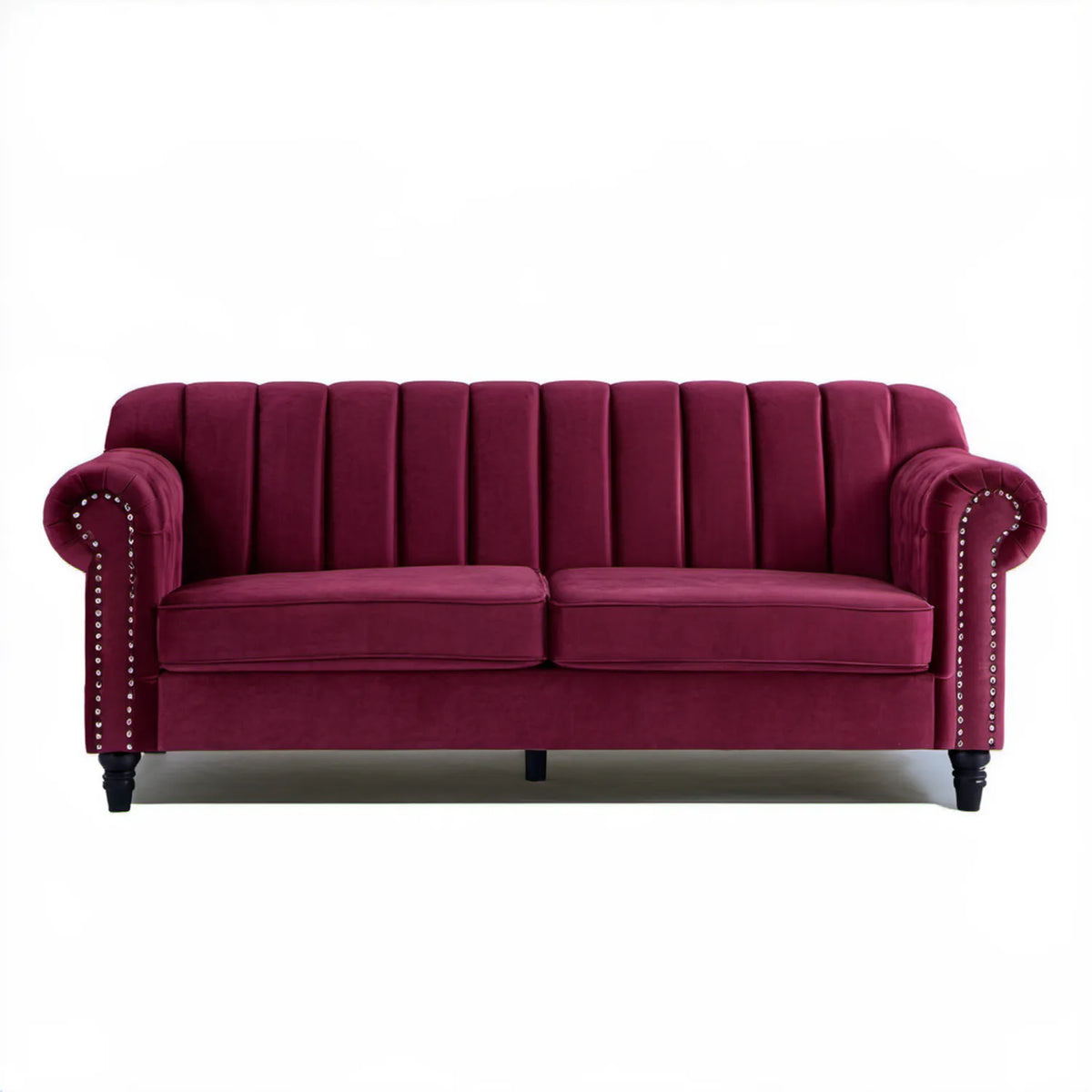 Dwuosobowa sofa z weluru poliestrowego bordowa 170 x 85 x 94 cm